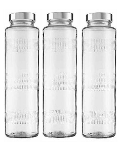 Clear Glass Milk and Water Bottle for Large Capacity Storage Sturdy and Reliable | 750 ML | 3 x 10 inches