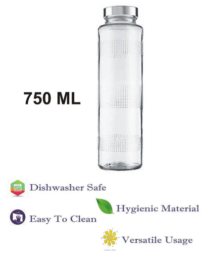 Clear Glass Milk and Water Bottle for Large Capacity Storage Sturdy and Reliable | 750 ML | 3 x 10 inches