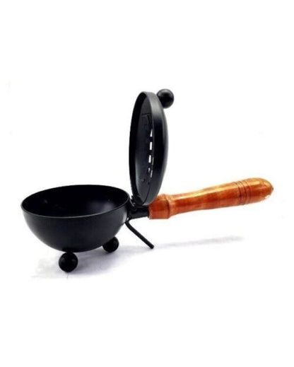 Dhoop Loban Burner With Handle Iron Black Incense Holder