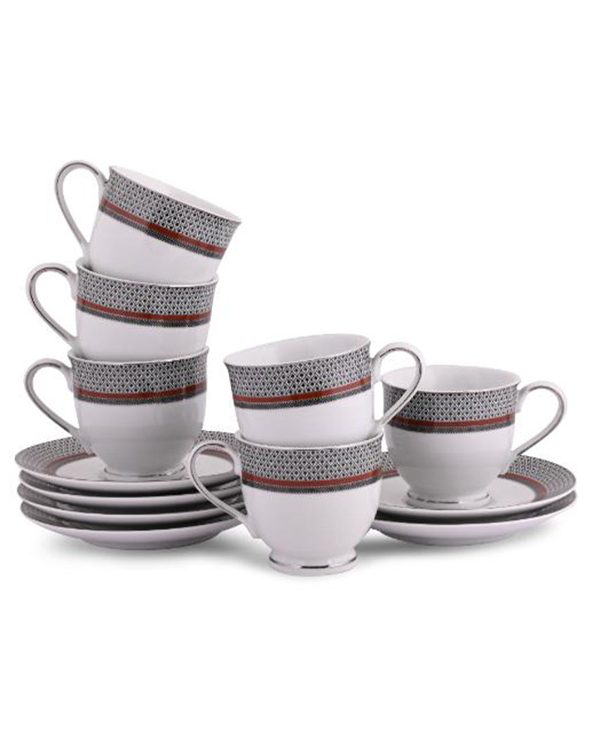 Burgundy Porcelain Cup & Saucer Set