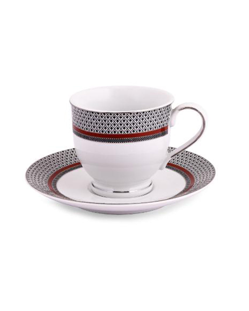 Burgundy Porcelain Cup & Saucer Set