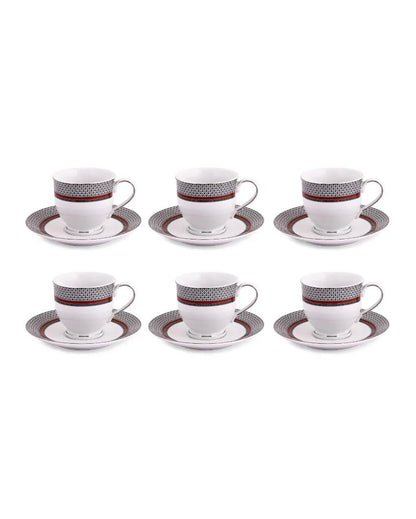 Burgundy Porcelain Cup & Saucer Set