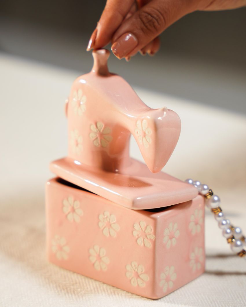 Ira Sewing Machine Ceramic Trinket Box