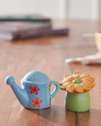 Mahi Flower Watering Ceramic  Salt & Pepper Set