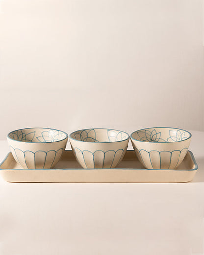 Meera Ceramic Bowls with Tray Serving Set