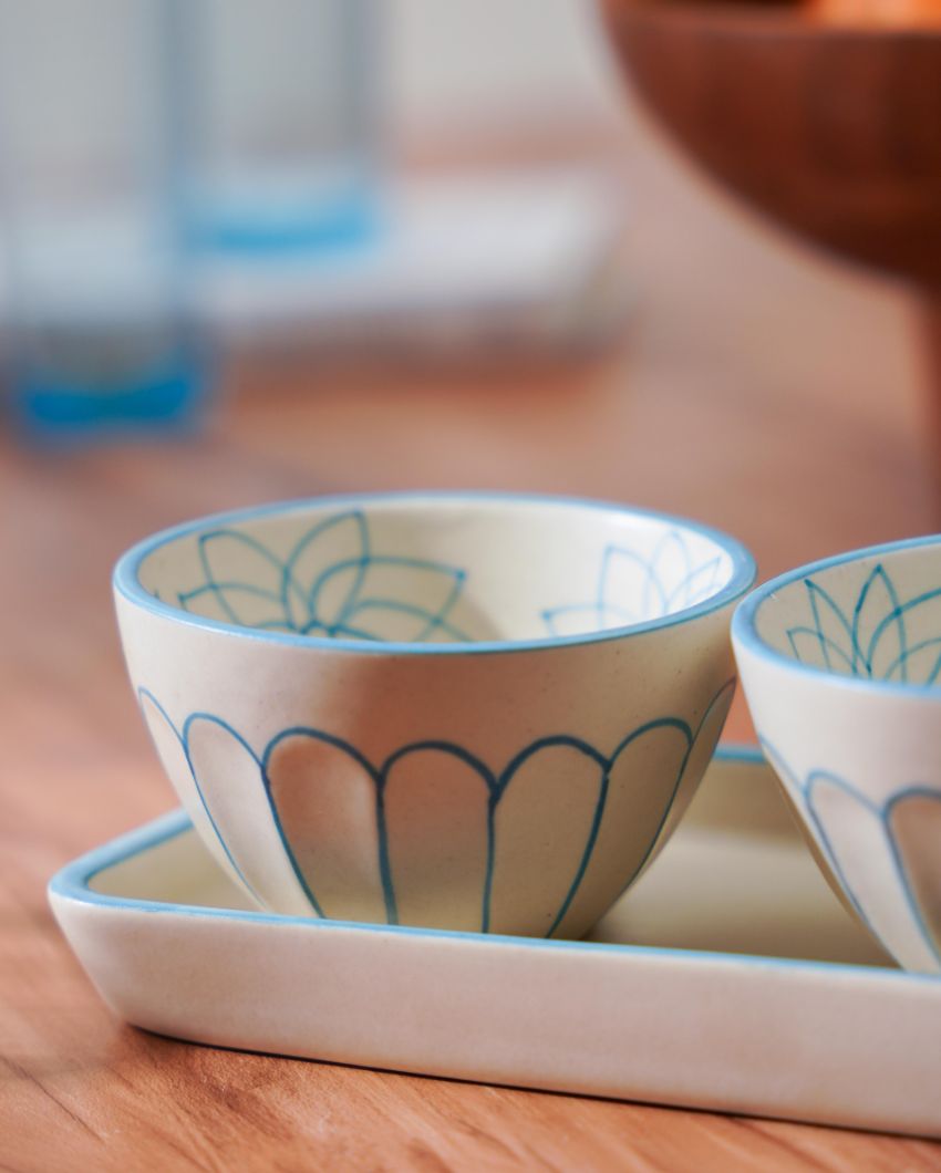Meera Ceramic Bowls with Tray Serving Set