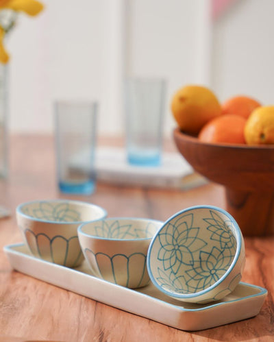 Meera Ceramic Bowls with Tray Serving Set