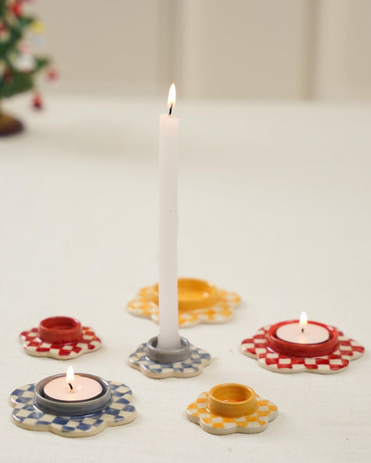 Ceramic Candle & Tealight Holders Set | 2.3 inches and 3.5 inches