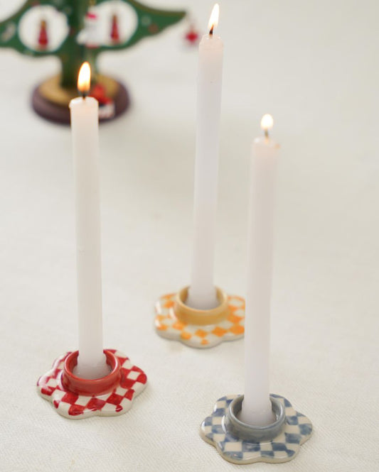 Misha Ceramic Candle Holders | Set of 3 | 2.3 inches | Multiple Colors