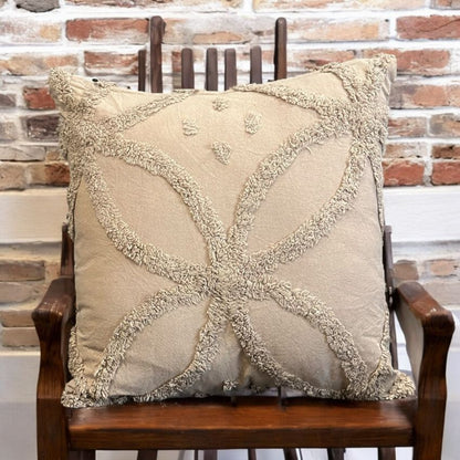 Artistic Flower Pattern Tufted Cushion Cover | Set of 2 | 16x16 Inches