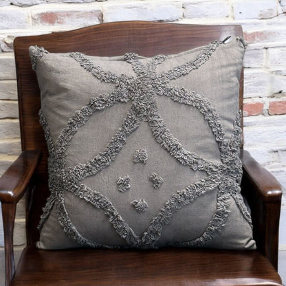 Artistic Flower Pattern Tufted Cushion Cover | Set of 2 | 16x16 Inches