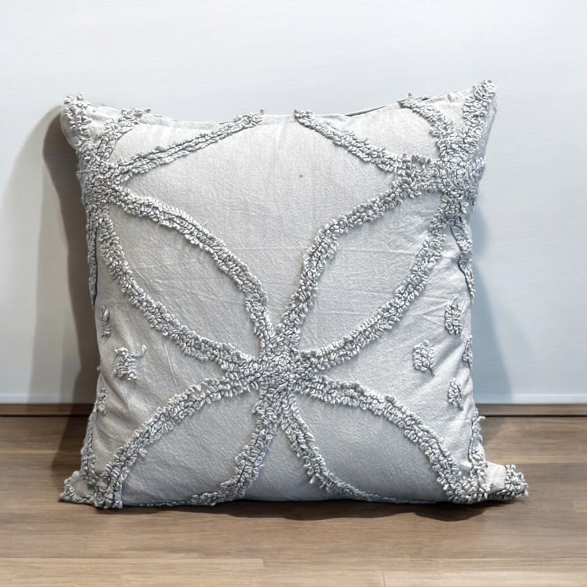 Artistic Flower Pattern Tufted Cushion Cover | Set of 2 | 16x16 Inches