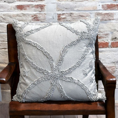 Artistic Flower Pattern Tufted Cushion Cover | Set of 2 | 16x16 Inches