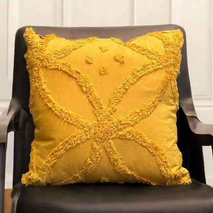 Artistic Flower Pattern Tufted Cushion Cover | Set of 2 | 16x16 Inches