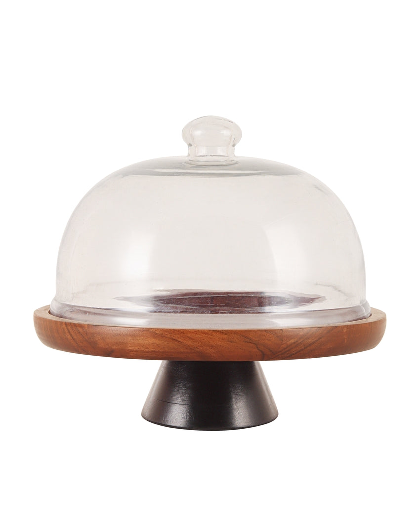 Modern Dulcet Brown & Black Little Dome Cake Stand With Lid | 11 x 10 inches