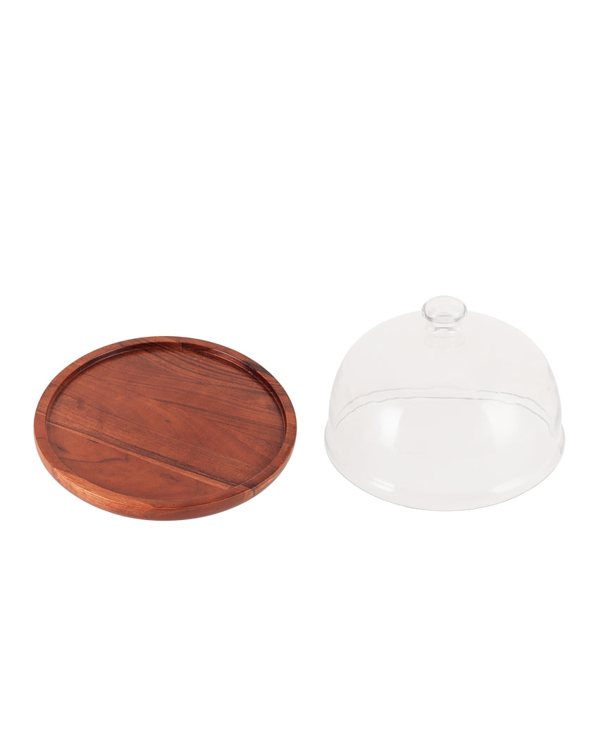 Modern Dulcet Brown & Black Little Dome Cake Stand With Lid | 11 x 10 inches