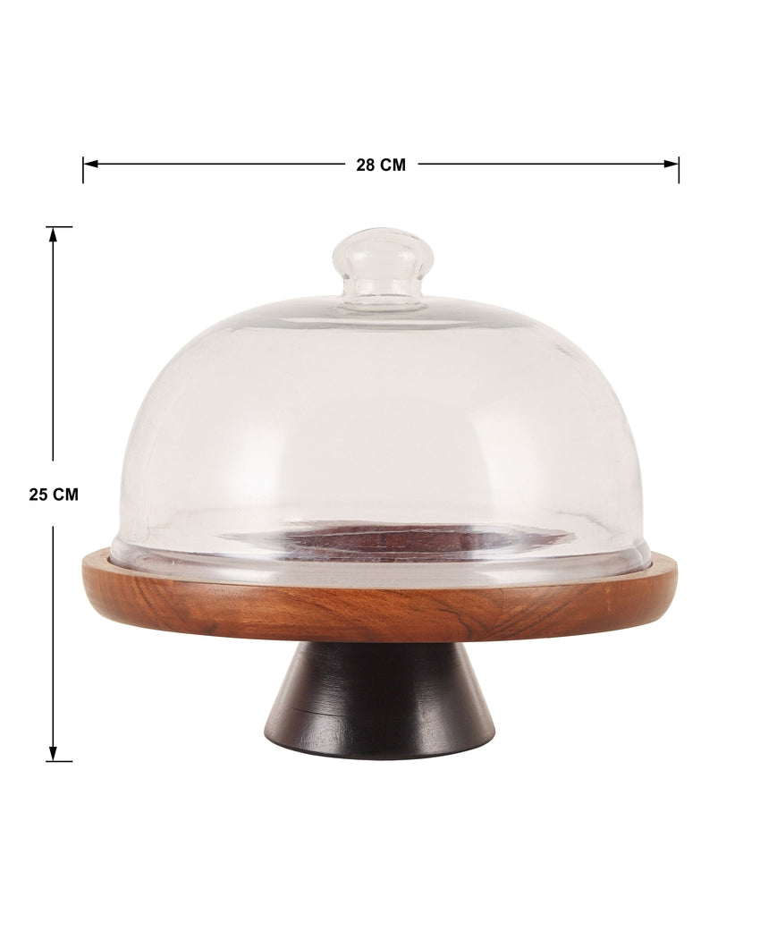 Modern Dulcet Brown & Black Little Dome Cake Stand With Lid | 11 x 10 inches