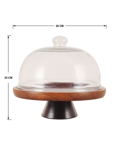 Modern Dulcet Brown & Black Little Dome Cake Stand With Lid | 11 x 10 inches