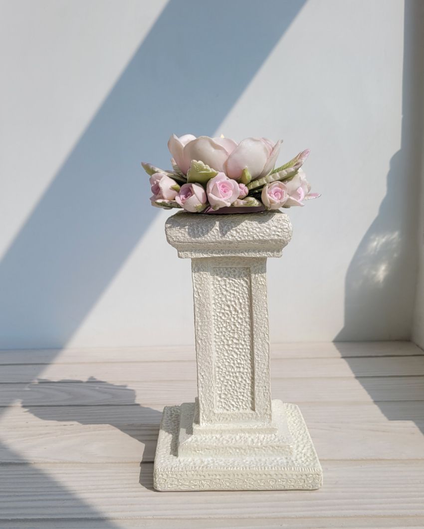 Piller Pink Marble Dust Tealight Stand | Pink