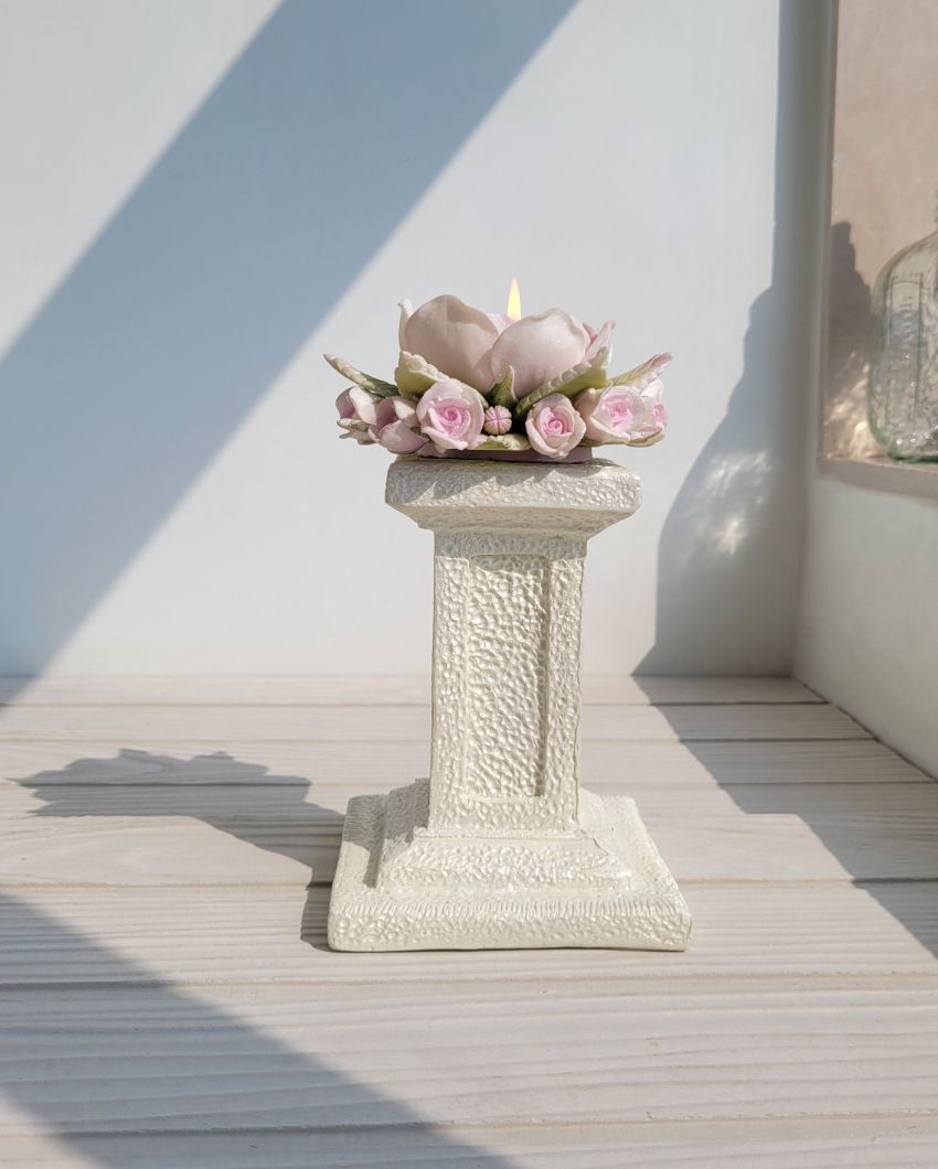 Piller Pink Marble Dust Tealight Stand | Pink