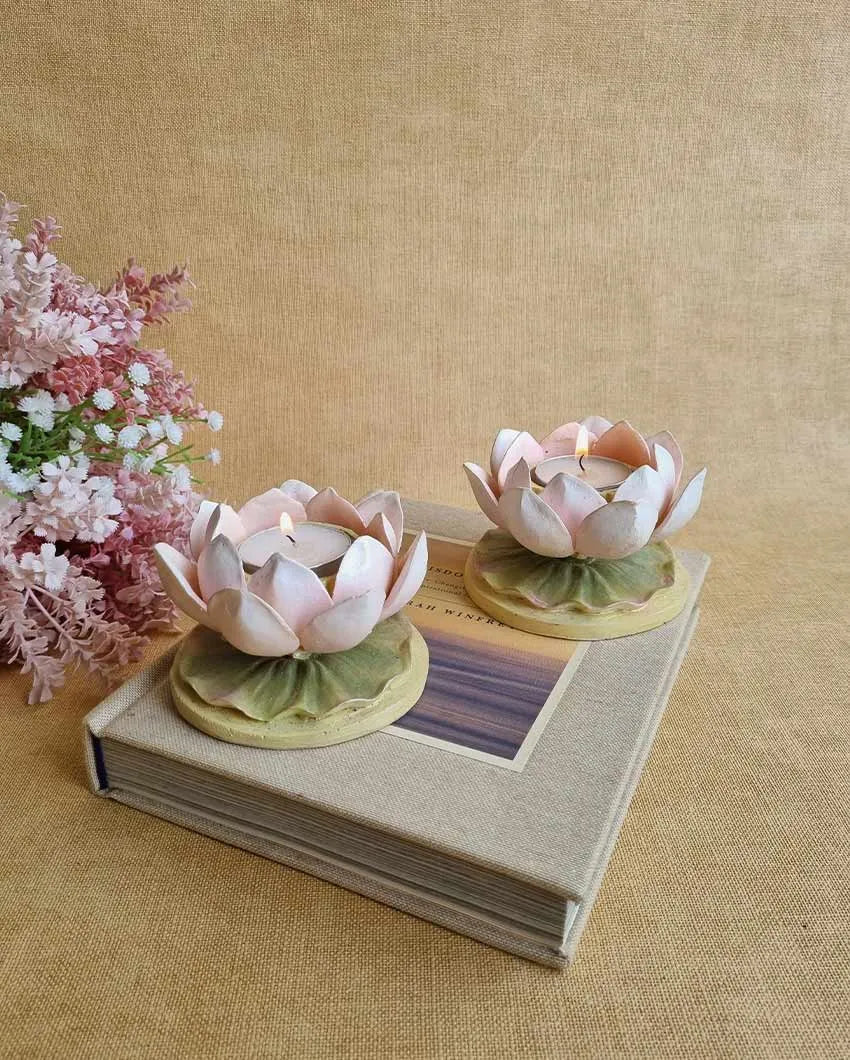 Rose Pink Marble Dust Tea Light Stand| Pink|15 x 5 cm / 6 x 2 inches