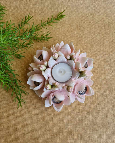 Coral Pink Marble Dust Tea Light Stand |15 x 5 cn/ 6 x 2 inches