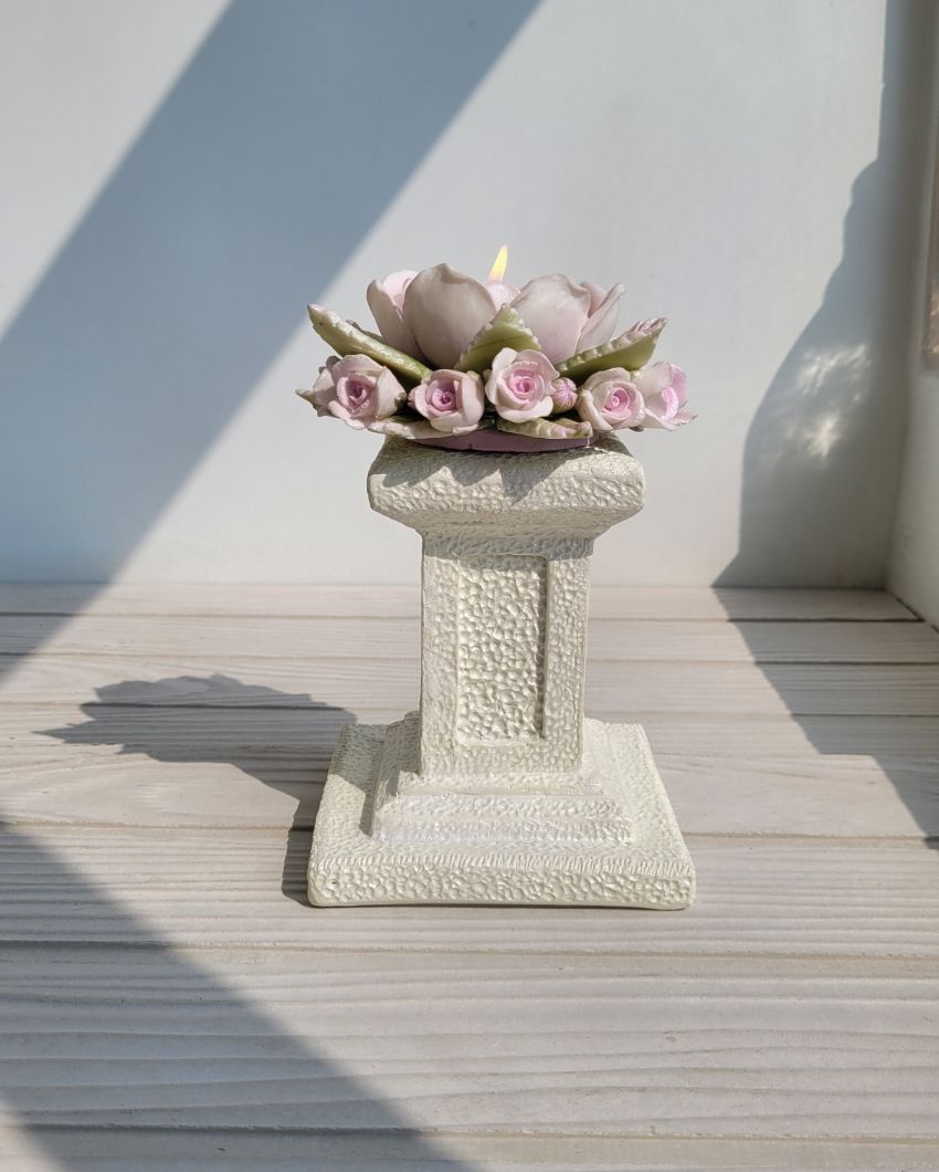 Piller Pink Marble Dust Tealight Stand | Pink