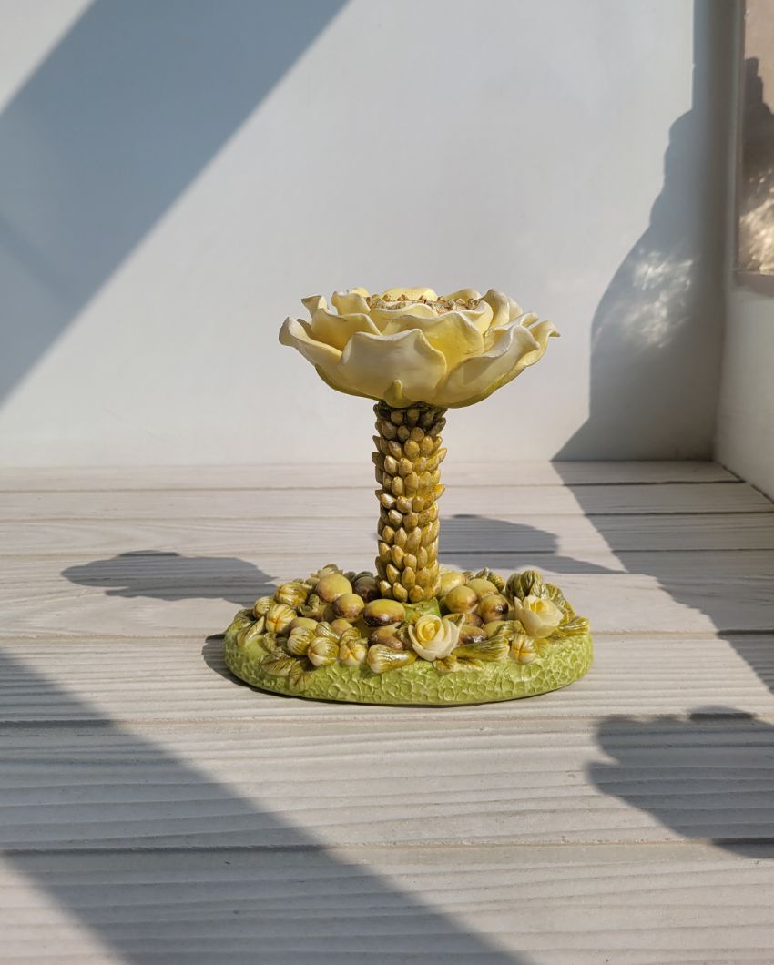 Palm Tree Marble Dust Tealight Stand | Yellow