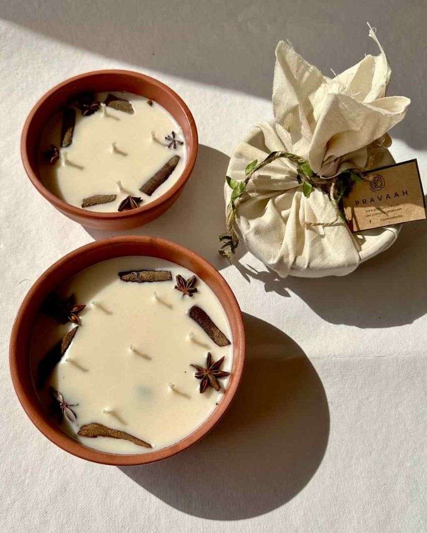 Warm Cinnamon & Vanilla 7-Wick Scented Earthen Pot Candle | 6 x 3 inches