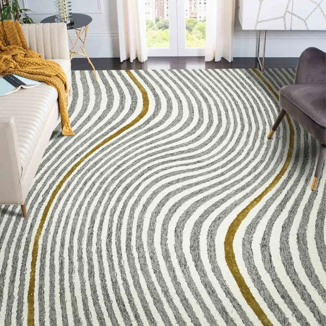 Wave Colorful Wool & Viscose Striped Hand-Tufted Rug Carpet