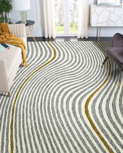 Wave Colorful Wool & Viscose Striped Hand-Tufted Rug Carpet