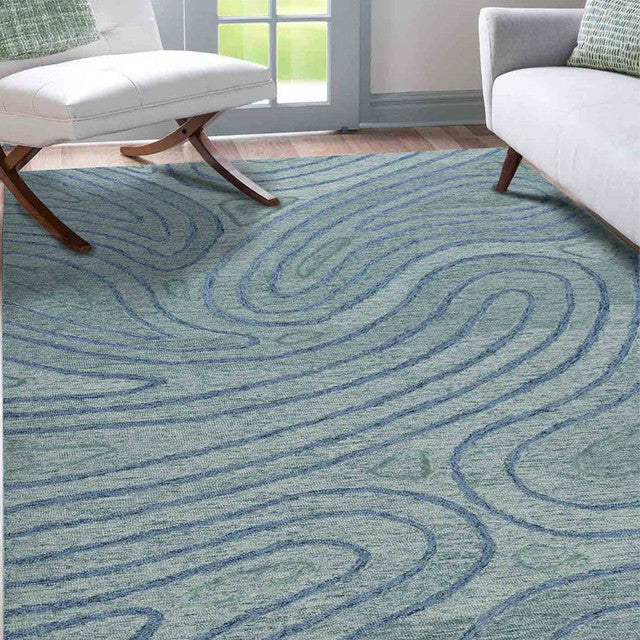 Aqua Canyan Hand Tufted Wool & Viscose Carpet