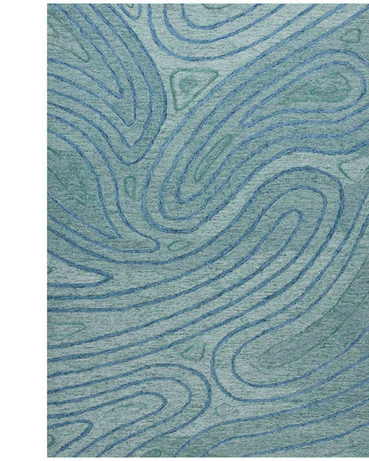 Aqua Canyan Hand Tufted Wool & Viscose Carpet | 6x4 ft 6 x 4 ft