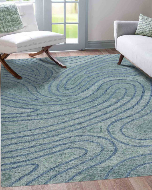 Aqua Canyan Hand Tufted Wool & Viscose Carpet | 6x4 ft 8 x 5 ft