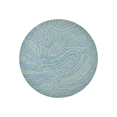 Elegant Aqua Shade Handmade Wool Round Area Rug