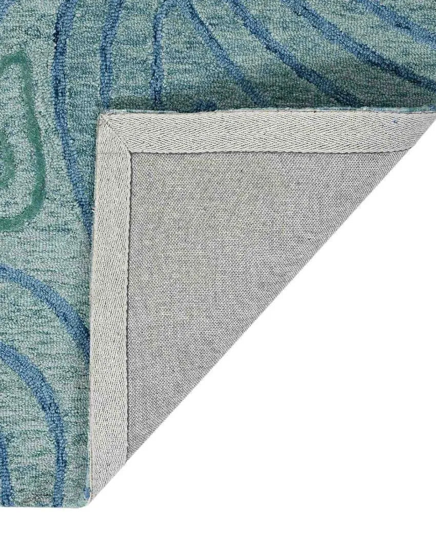 Hand-Tufted Light Blue Wool & Viscose Rug with Striped Pattern | 8 x 10 Feet