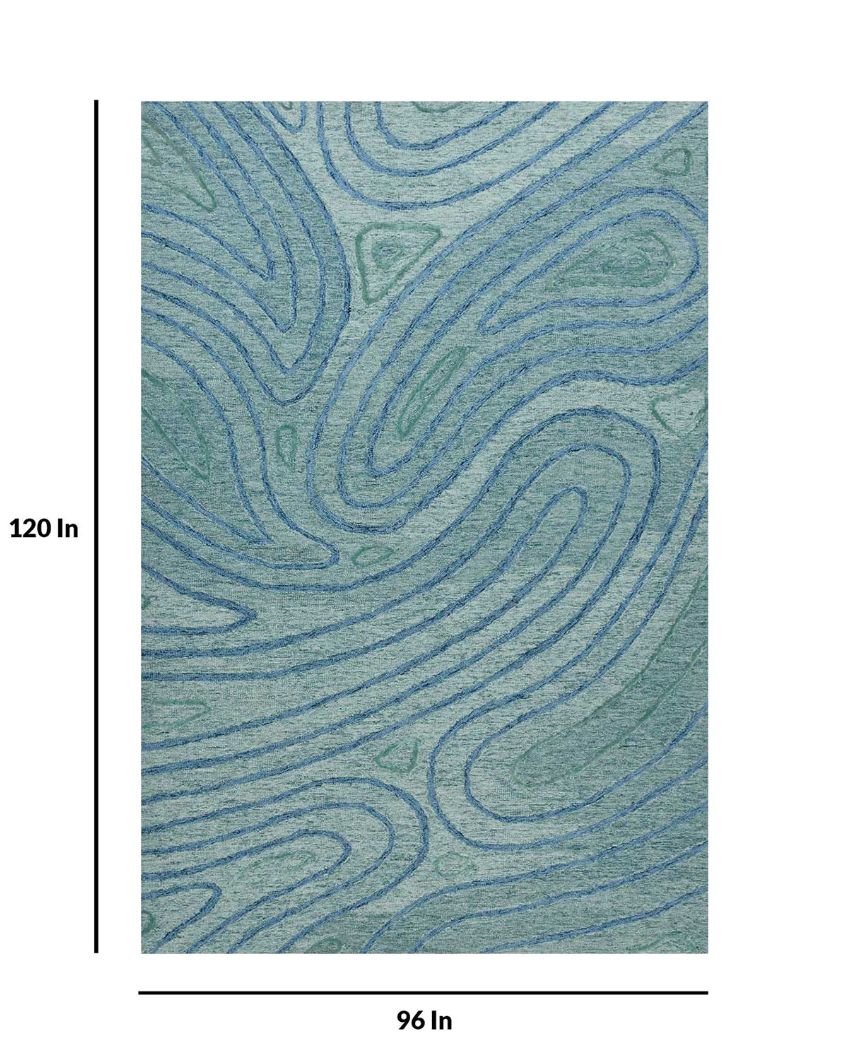 Hand-Tufted Light Blue Wool & Viscose Rug with Striped Pattern | 8 x 10 Feet