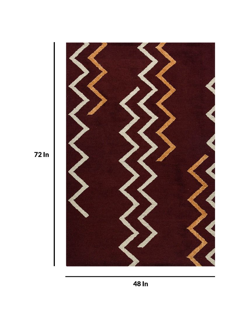 Dark Red Canyan Hand Tufted Wool & Viscose Carpet | 6x4, 8x5 ft 6 x 4 ft