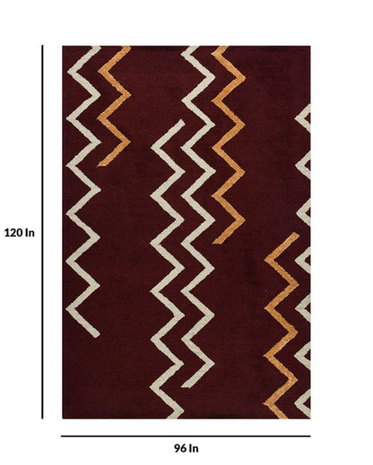 Red Berry Wool & Viscose Striped Hand-Tufted Rug Carpet