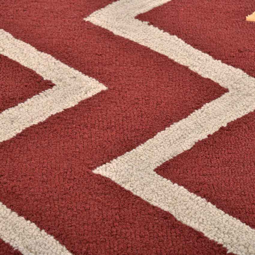 Beautiful Red Shade Hand-Tufted Wool  Round Shape Rug