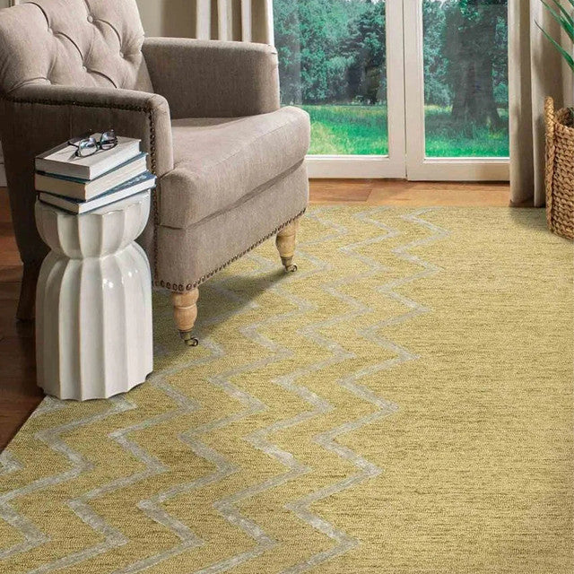 Gold Wool & Viscose Canyan Hand Tufted Carpet