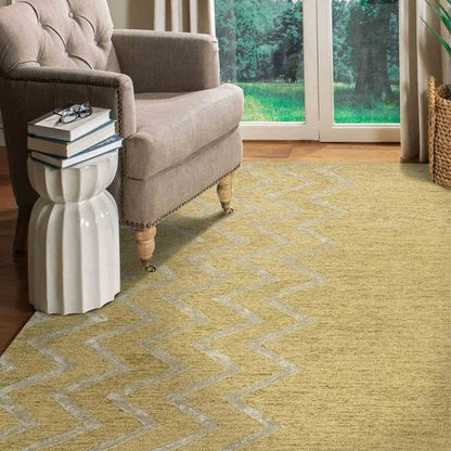 Gold Wool & Viscose Canyan Hand Tufted Carpet