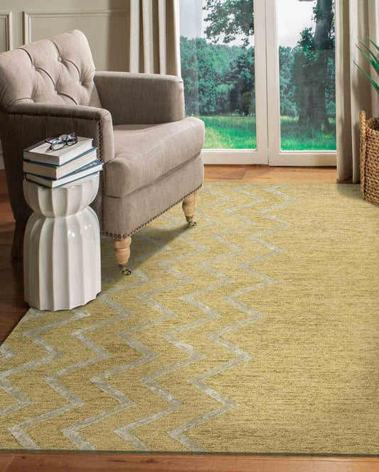 Gold Wool & Viscose Canyan Hand Tufted Carpet | 6x4 ft 6 x 4 ft