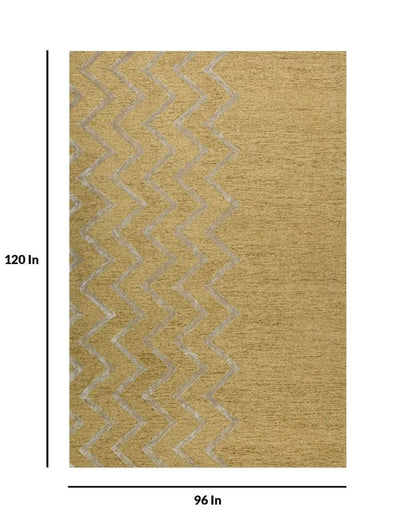 Gold Wool & Viscose Striped Hand-Tufted Rug Carpet