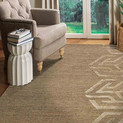 Brown Wool & Viscose Canyan Hand Tufted Carpet