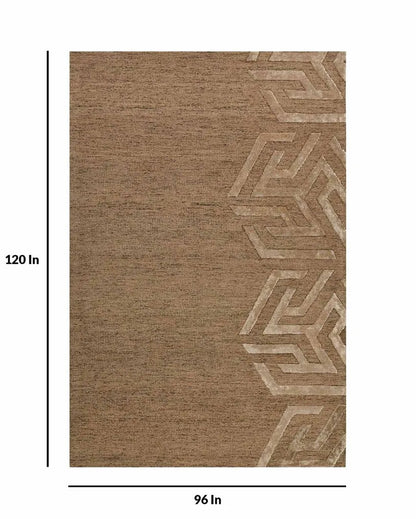 Brown Wool & Viscose Striped Hand-Tufted Rug Carpet