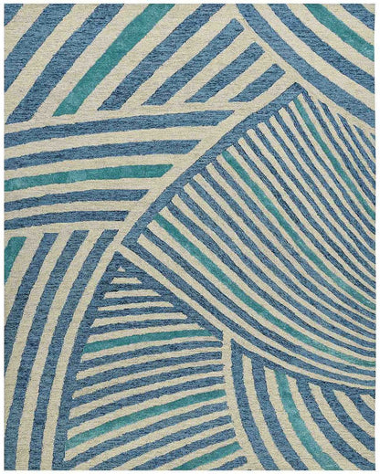 Beautiful Wool & Viscose Striped Hand Tufted Rug Carpet