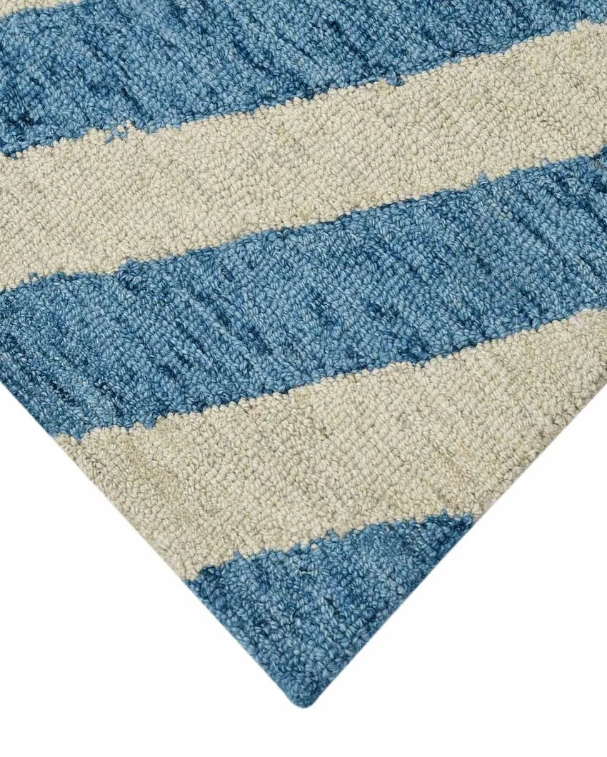 Beautiful Wool & Viscose Striped Hand Tufted Rug Carpet