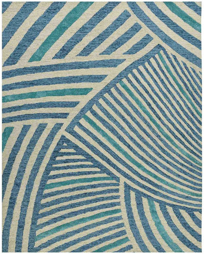 Beautiful Wool & Viscose Striped Hand Tufted Rug Carpet