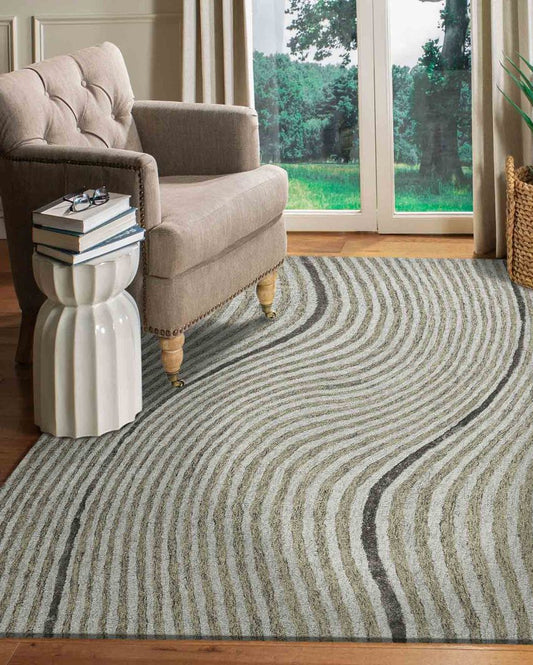 Grey Canyan Hand Tufted Wool & Viscose Carpet 4x6 Feet 6 x 4 ft